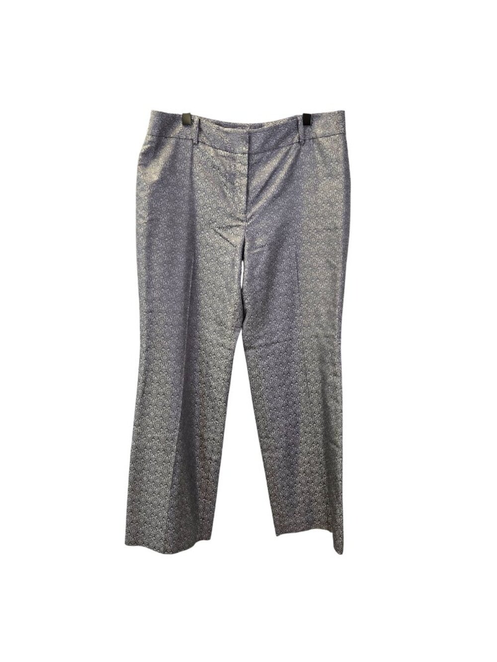 Ann Taylor 100% Silk Jacquard Print Metallic Trouser Pants Size 14